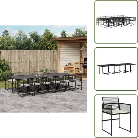 Cojines para sillas - vidaXL Set comedor de jardín con cojines 13 pzas ratán sintético negro - Muebles de exterior
