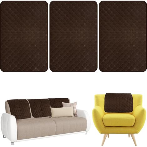 Lot de 3 Housse Appui Tete canape 57 x 38 cm Impermeable Housse Appui Tete Canape Polyester Anti-Rayures Anti-Taches Housse de Canapé pour Fauteuil inclinable Canapé Marron (1/5)