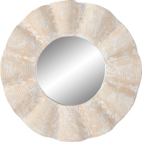 Espejo Teca 76X7X76 Tallado Decape Blanco (1/4)