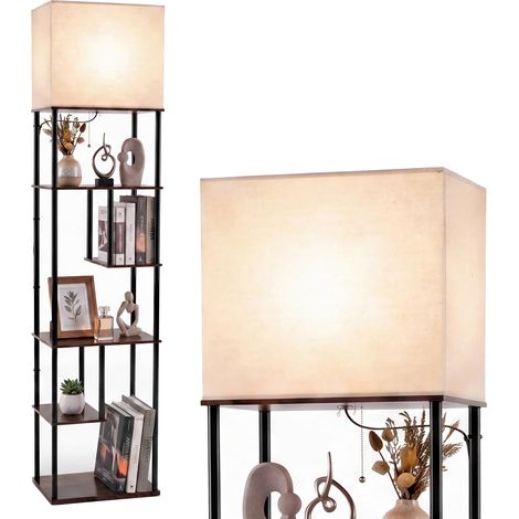 COSTWAY Lampada Da Terra Con 5 Ripiani Aperti Lampada Da Terra Camera Da Letto Soggiorno Libreria Ad Albero Lampada Soggiorno Da Terra Divisoria Ambiente Lamp (1/5)