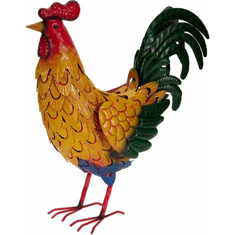 Décoration de jardin en métal, coq coloré, 45 cm (1/3)