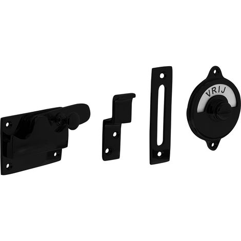 Garniture  de porte WC noire avec indicateur "libre/occupé" - Par (1/4)