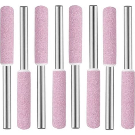 Tête de Polissage de Meulage, 8 pcs Meules Pierres Abrasives,Meule sur Tige, Tige Abrasive,Affûteuses Chainsaw, Limes d'affûtage pour Tronçonneuse 4 mm en Diamant pour Affûter les Tronçonneuses (1/5)
