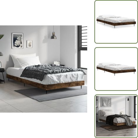 Bettgestell ohne Matratze Räuchereiche 100x200 cm Holzwerkstoff - Holzbettfassungen - Doppelbett Gestell - Betträume - Bettgestell Braun - Einzelbett Rahmen (1/5)
