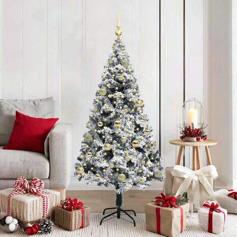 vidaXL Künstlicher Weihnachtsbaum mit 150 LEDs mit Ständer Weiß 150 cm (1/5)