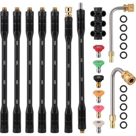 Lance télescopique nettoyeur haute pression, raccord rapide 1/4"  Rallonge réglable 6 embouts pour gouttières, toits, volets montage rapide contrôle stable jets précis (1/5)