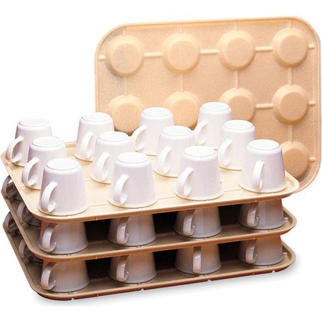 Casier à tasses - 45,4 x 35,4 cm - Beige - Lot de 12 - Cambro