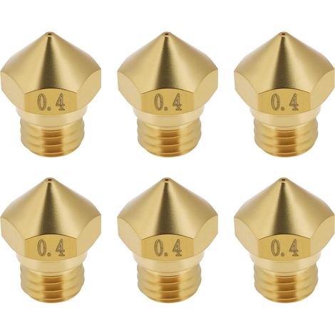 Lot de 6 Buses en Laiton pour Imprimante 3D (0,4 Mm) MK10 (M7/1,75 Mm) Compatibles avec Flashforge Finder Et Creator Pro