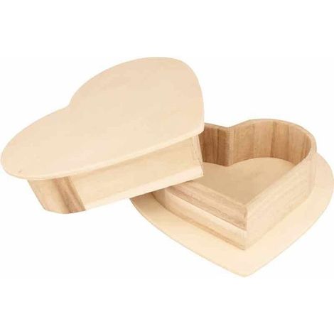 Boîte en bois à customiser 19 x 18,5 x 5 cm - Coeur (1/2)