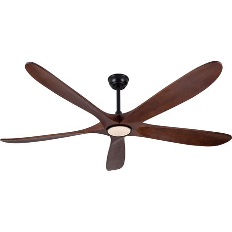 Ventilatore da soffitto con luce LED 152 cm, 5 pale in legno noce scuro, 3CCT, dimmerabile (1/5)