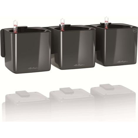 LECHUZA® Pflanzgefäße CUBE Glossy Green Wall Home Kit Anthrazit hochglänzend (1/5)