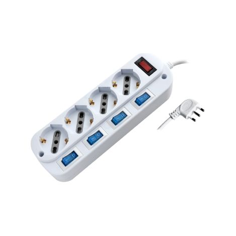 Multipresa 4 posti 10-16a-schuko con interruttori indipendenti