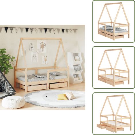 Cama con cajón - vidaXL Estructura de cama para niños con cajones madera pino 70x140 cm - Cama de pino