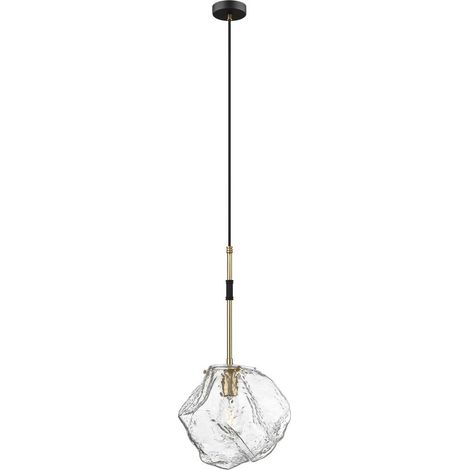 Zumaline ROCK Pendel-Deckenleuchte, Mattschwarz, Gold, 1x E27
