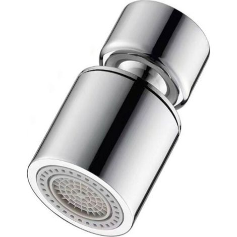 T��te de robinet flexible, fonction 360 degr��s, fonction double a��rateur d'eau, 2 types de jet, t��te tamis, argent