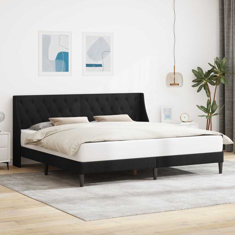 Bettrahmen mit Kopfteil Schwarz 180 x 200 cm Samt