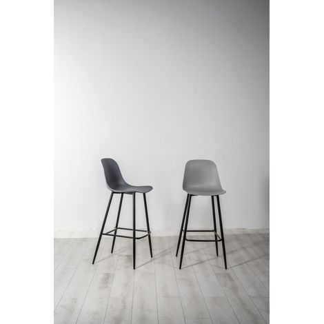 2x Sgabello in polipropilene grigio chiaro-metallo 47 cm x 37 cm H. 103 cm (1/2)