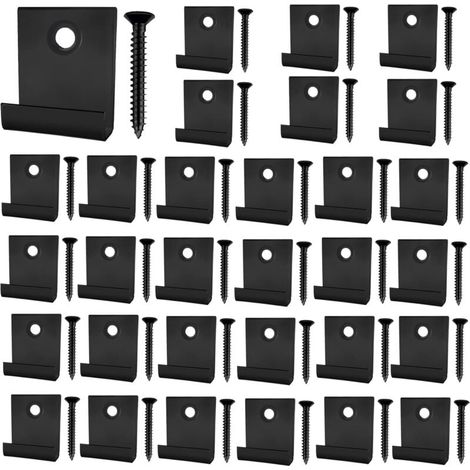 30 clips de terrasse composite, clip de fixation de démarrage caché avec vis autotaraudeuse, quincaillerie de bricolage en acier inoxydable (noir) (1/4)