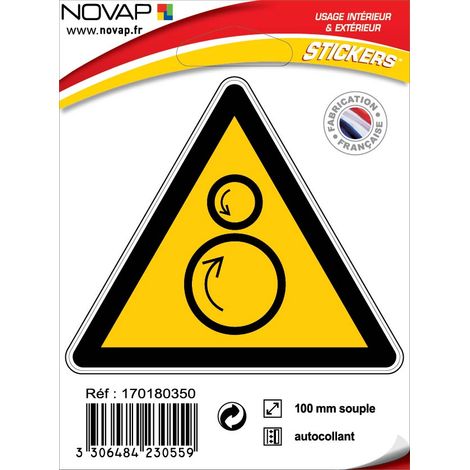 Panneau Danger rouleaux contrarotatifs - Adhésif Triangle 100mm - 4230559