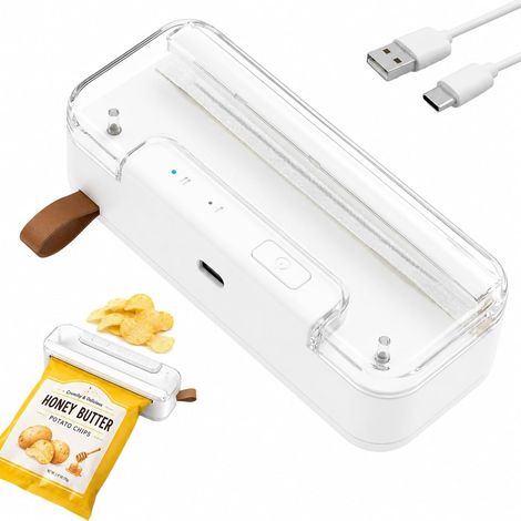 Mini Scelleuse Thermique 2 en 1 avec Cutter, Soudeuse Sac Plastique Rechargeable USB, Appareil Sous Vide Portable Magnétique pour Conservation Aliments Snacks Voyage Cuisine (1/5)