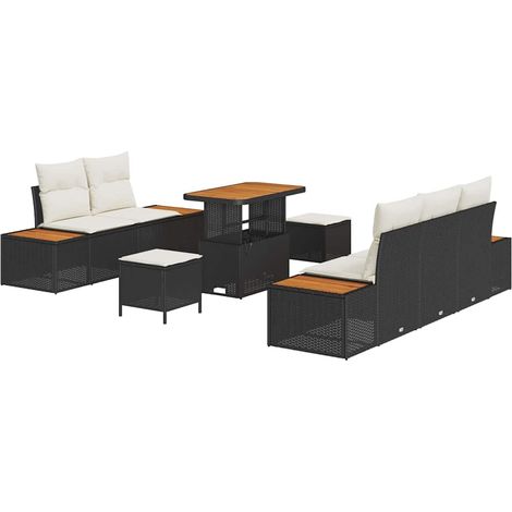 Maison Exclusive - Set Divano da Giardino 8 pz 7-Numero di posti Nero e Crema (1/5)