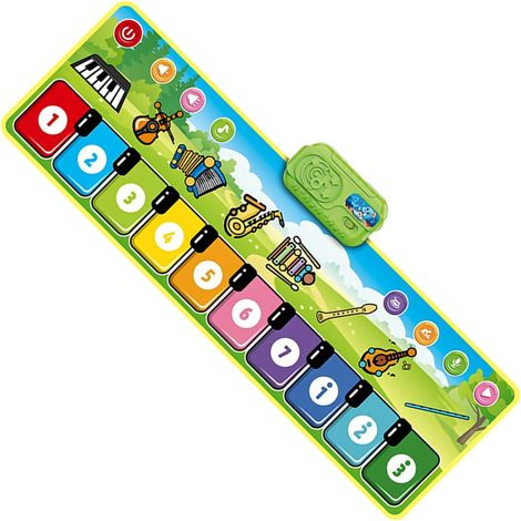 Tapis d ' activité pour piano avec 8 tonalités, stimule la motricité et le lien parent-enfant – Tapis de jeu sensoriel sûr avec plusieurs sons d ' instruments (1/5)