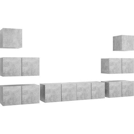 Maison Exclusive - Set di Mobili Porta TV 8 pz Grigio Cemento in Legno Multistrato (1/5)