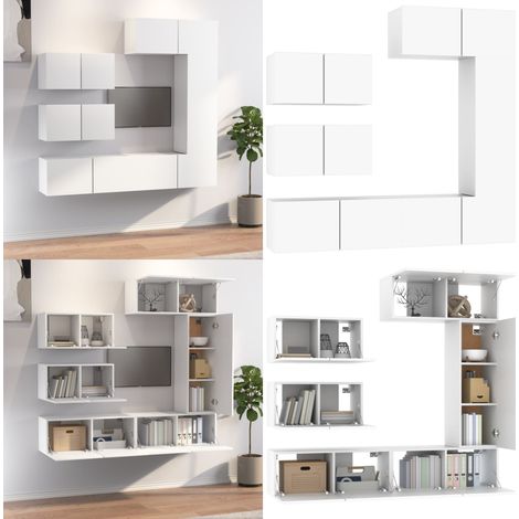 Ensemble de meubles TV 6 pcs Blanc Bois d'ingénierie - ensemble de meubles TV - ensembles de meubles TV - Home & Living (1/5)
