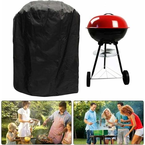Bâche Barbecue Rond, Housse Barbecue Rond, Couverture Barbecue Weber, Bâche de Protection Barbecue Rond en Tissu Oxford Imperméable Anti-UV/Pluie avec Sac de Rangement pour Jardin Patio 77X58CM (1/5)