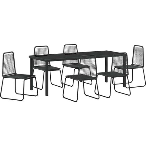Conjunto de Comedor de Jardín 7 pcs Negro vidaXL