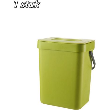 1 poubelle de cuisine compacte murale avec couvercle pour collecte des déchets et compost intérieur verte (1/5)
