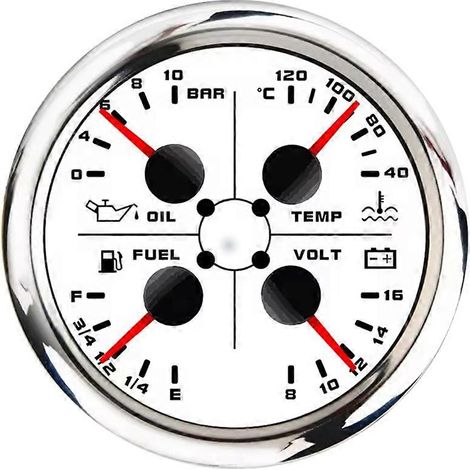 85 mm 4-in-1-Multifunktionsanzeige mit 0–190 Ohm/240–33 Ohm, Kraftstoffstandsanzeige, Wassertemperatur, Ölpresse, Voltmeter C