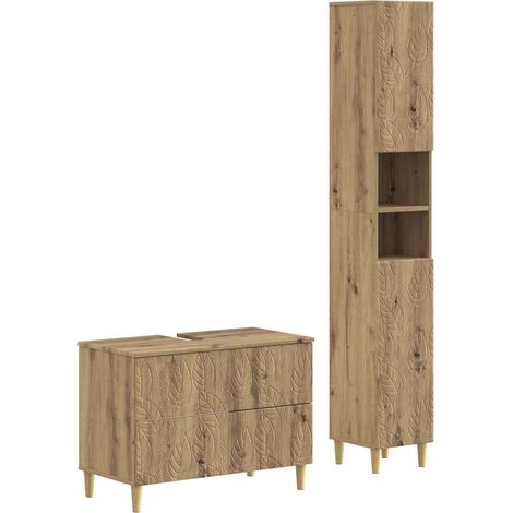 2 Piece Bathroom Cabinet Set DELFT Artisan Oak Engineered Wood vidaXL