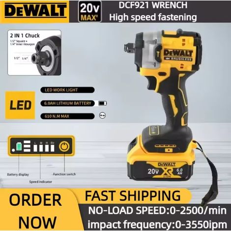 DEWALT DCF921 Chiave a percussione senza fili 18V XR compatta, solo macchina senza batteria e caricabatterie, per smontaggio pneumatici e riparazione auto (1/5)