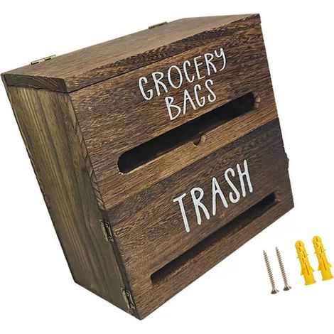 Soporte de madera bicolor para bolsas de basura (1/2)