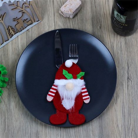 Set De Couverts De Noël - Motif Père Noël Bonhomme De Neige Renne - Décoration De Table Festive - 4 Pièces (1/3)