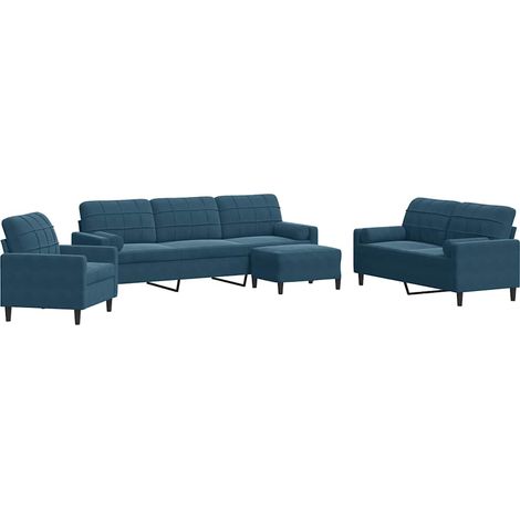 Maison Exclusive - Set di Divani 4 pz con Cuscini e Rinforzi Blu in Velluto