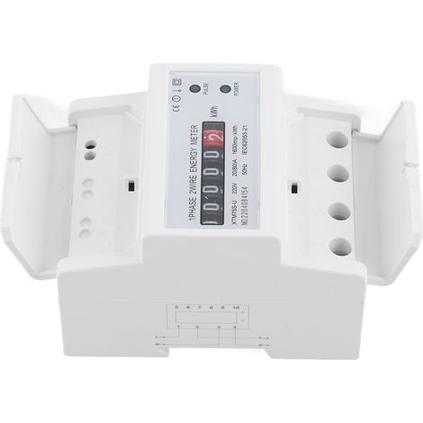 Compteur électrique numérique 220V, 1 phase, 2 fils, 4P, Rail Din, compteur électronique KWh (20(80)A)
