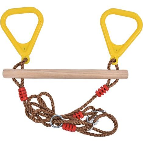 Bâton en bois trapèze robuste pour enfants, anneau de barre pivotante, haute résistance pour jardin et cour (1/5)