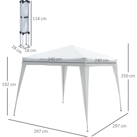 Pavillon pliant de réception 2,4 x 2,4 m avec protection UV, pliable et portable, sac de transport inclus pour jardin et balcon, blanc acier (1/5)