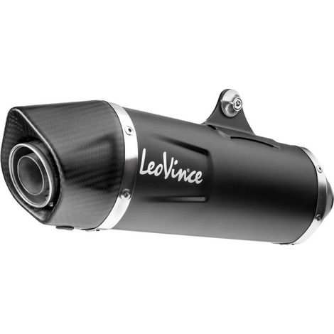 Terminale di scarico slip-on nero LeoVince LV14072K, design sportivo, finitura nera, montaggio plug and play (1/5)