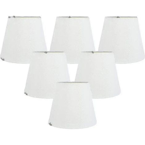 Lot de 6 abat-jours à clipser en tissu blanc pour lustre, remplacement pour applique murale E14 (1/3)