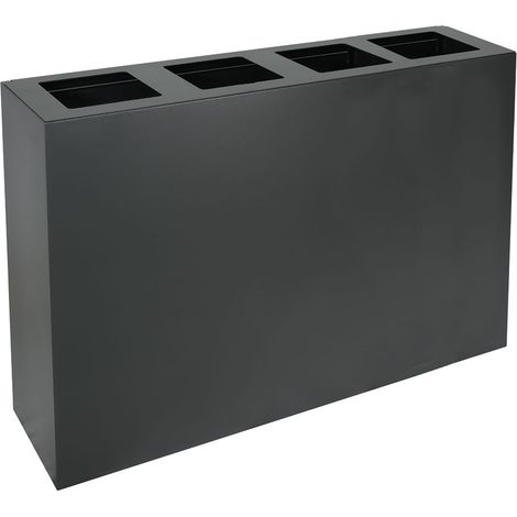 Pattumiera per Raccolta Differenziata 4 Scomparti Capacità 240 lt 120x30x80 cm in Acciaio Antracite (1/3)