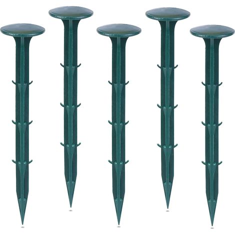 Garden fixing stakes made of plastic, for the garden to secure weed control materials, UV protection (100 pieces, green) (1/5)