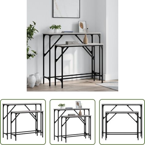 Holzwerkstoff - Konsolentische 2 Stk. Grau Sonoma Holzwerkstoff (1/5)