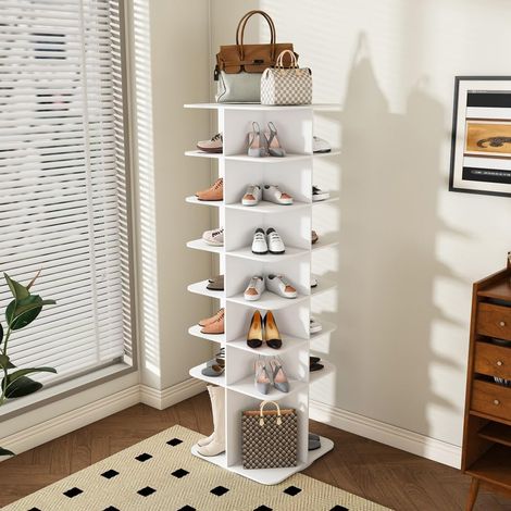 Porte-chaussures rotatif à 7 étages,organiseur de chaussures sur pied pivotant à 360°,tour à chaussures avec socle haut,plateau tournant pour le rangement