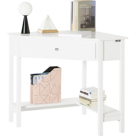Mesa de Ordenador, Mesa de Escritorio con un Cajón, Triangular,Blanco,FWT31-W SoBuy ES (1/5)