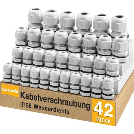 Lot de 42 Presse étoupes, IP68 Presse etoupe etanche M12/M16/M20/M25 Passe câble étanche pour boîte de dérivation, boîte de distribution, boîte à fusibles en saillie, répartiteur mural (1/5)