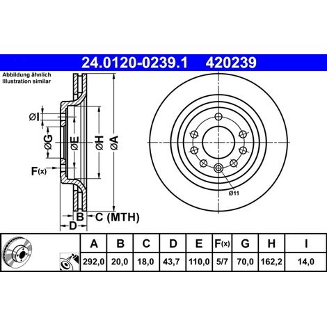 Lot de 2 Disques de frein ATE 24.0120-0239.1 SAAB 93192627