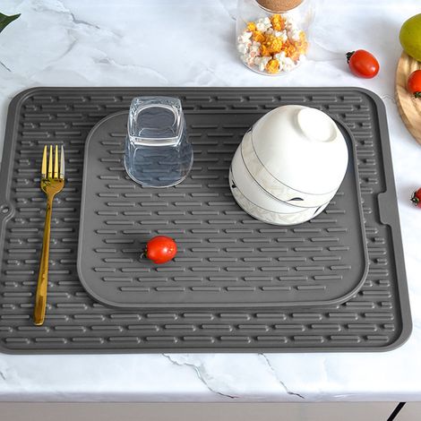 Tapis d'égouttage rectangulaire en silicone, isolant thermique et antidérapant pour plan de travail, protection pour évier, petit format (1/5)